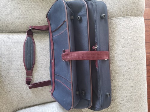 Samsonite Garment Suit Overnight Folding Case Bag with Hangers, Very Nice, Navy - Picture 12 of 13