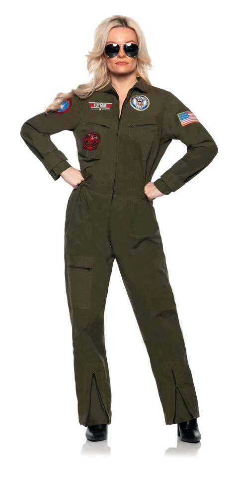 Combinaison De Pilote Pour Femme Top Gun Marine Costume Adulte - Photo 1/1