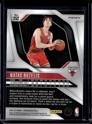 2024-25 Panini Prizm Matas Buzelis RC Pink Ice Rookie #252 Bulls - Foto 2 di 2