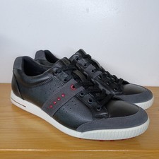ECCO Mens Golf Street Golf Shoes Black Red Le...