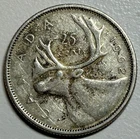 1962 Canada Queen Elizabeth II MOOSE / Caribou SILVER Quarter Coin 80% AG 20% CU