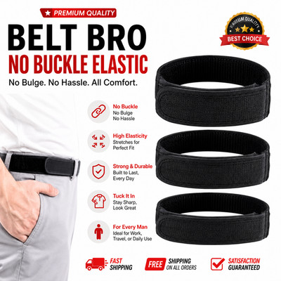 2x Gürtel Bro ohne Schnalle elastischer Gürtel für Männer   passt 1,8 Zoll Gürtelschlaufen, Komfort