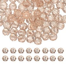 8mm Round Crystal Beads, 100 Pcs Glass Faceted Ball Bead, Champagne