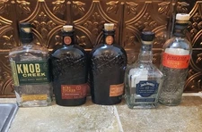 RARE Bourbon Bottle LOT (5) Jack Daniel's Heritage Bib & Tucker Knob Creek 