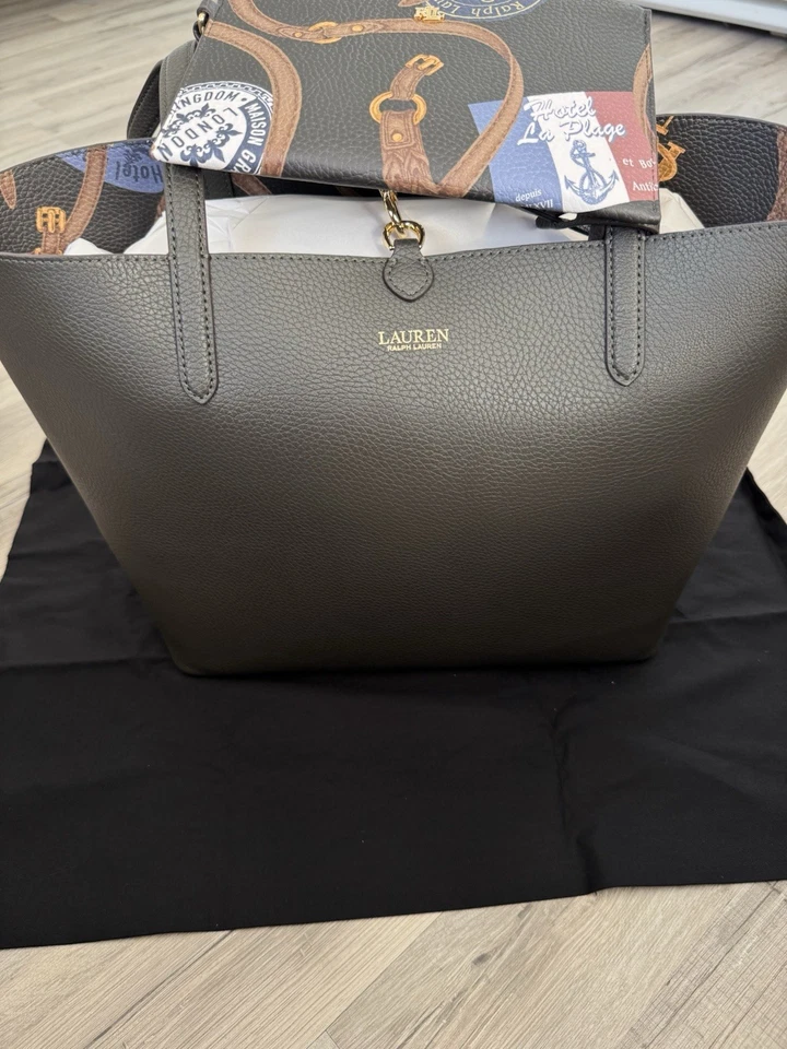 LAUREN RALPH LAUREN Green Faux Leather Reversible Tote Bag Purse BNWT RRP £219 - Image 4 of 4