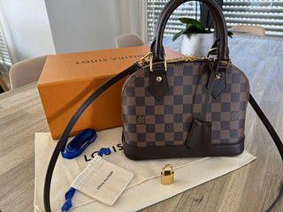 Louis Vuitton Alma BB Damier Ebene Tasche Braun Canvas Leder Fullset Rechnung