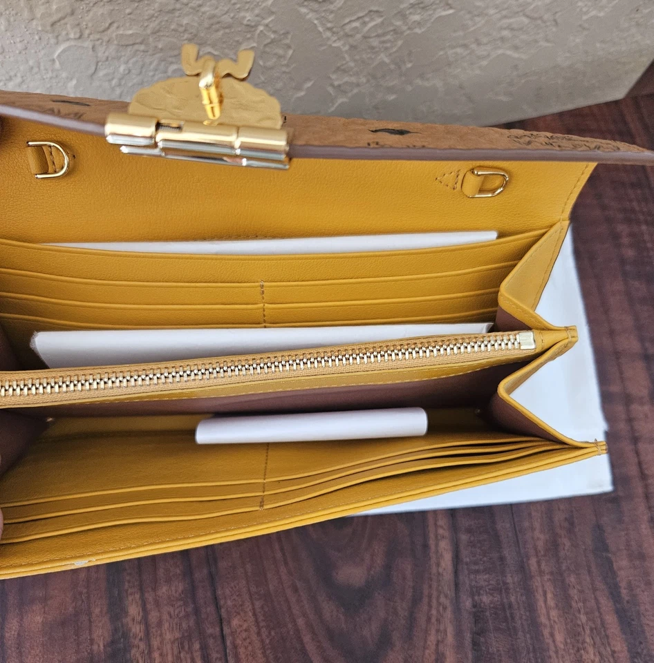 Auténtica Cartera Visetos Patricia con Cadena Coñac con Interior de Cuero Amarillo  Foto 4 de 4