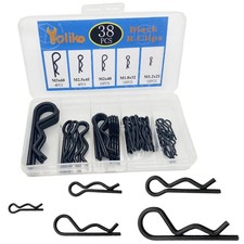Yoliko 38 Pcs Hitch Pin Clip R Clips Retaining Black 38 pcs in 5 size,