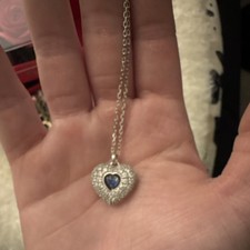 Swarovski Blue Crystal heart and rhodium plat...