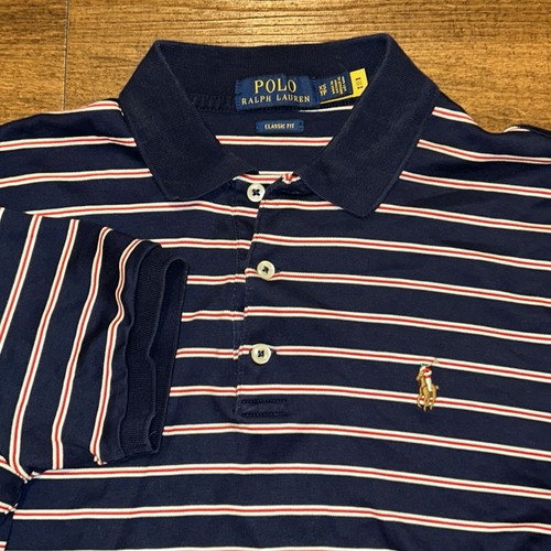 Polo Ralph Lauren Polo Shirt Blue Red Stripe Flesh Pony Men’s XS Short Sleeve - Picture 2 of 11