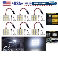 6-Pack Cool White 5050 9SMD Led Panel Dome Light Auto Car Reading Interior La...