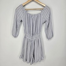 Hollister White Linen Blend Romper with Ruffle Straps — listing 2