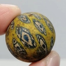 “Ancient Glass Eye Bead Yellow with Black Blue Pattern Roman Amulet”
