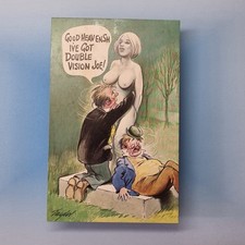 Comic Postkarte um 1975 betrunkene Männer Doppelsicht Statue Brüste Bamforth & Co