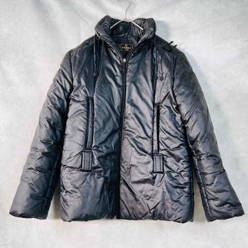 Fendi, Giacca imbottita Fendi Made in Italy nera taglia 38 vintage swinger classica zip