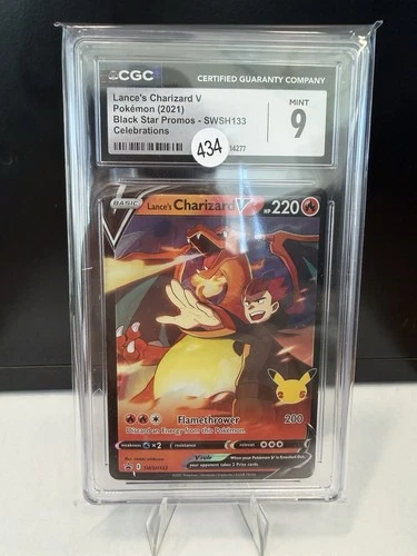 Pokemon TCG Cards Lance's Charizard V SWSH133 Black Star Promo Holo CGC 9 MINT