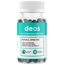 30 CAPS DEOS Internal Deodorant Supplement Body Odor Control Natural Chlorophyll