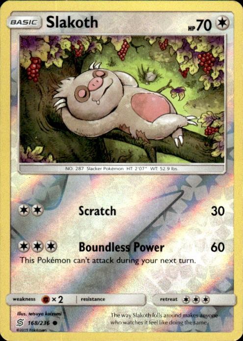 Pokemon Reverse Holo Slakoth (168) SM - Unified Minds 168/236 LP