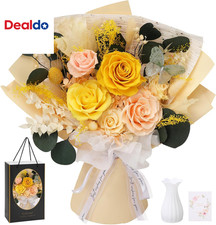 Preserved Flowers for Delivery, 6 Yellow Roses Bouquet, Birthday Gifts for Women