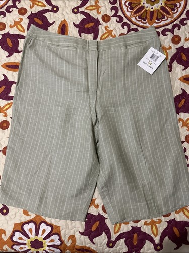 Neu mit Etikett Emma James Dreaming Of Spring grüne Bermudashorts Leinenmischung Größe 14