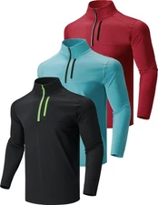 Liberty Imports Men’s 3-Pack Quarter-Zip Pullover Lightweight Athletic Runnin...