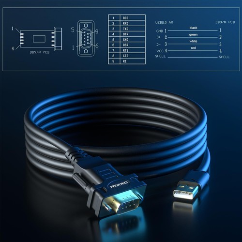 Adattatore convertitore maschio cavo seriale da USB a RS232 DB9 con FTDI 10FT, Nero - Foto 7 di 9