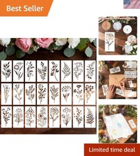 24Pcs Flower Stencils, Floral Stencils for Painting on Wood 5.9 X 2.59 Inch