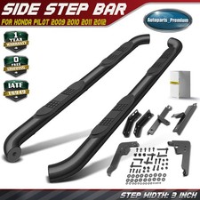 3 Black Steel Round Side Bars For Honda Pilot 2009 2010 2011 2012 2013-2015 Suv