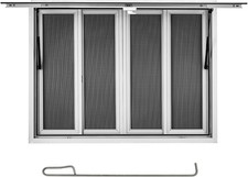 36"W x 36"H Concession Window with Awning for Food Trucks With 4 Screen Windows