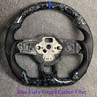 Blue Flake Forged Carbon Fiber Steering Wheel for VW Golf 7 GTI Golf R MK7 Rline