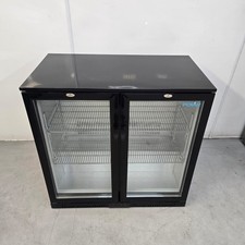 Bottle Fridge Double 2 Door Hinged Doors 208L Commercial Chilled Back Bar Pub...