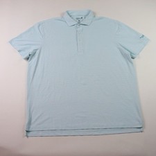 Johnnie O Polo Shirt Mens XL Blue White Striped Performance Stretch Golf
