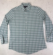 Mizzen Main Leeward Shirt Trim Mens XL White Green Plaid Long Sleeve Stretch