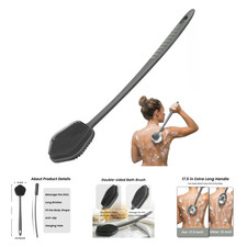Silicone Back Scrubber Shower Brush 17 Inch Long Handled Body Exfoliator Massage