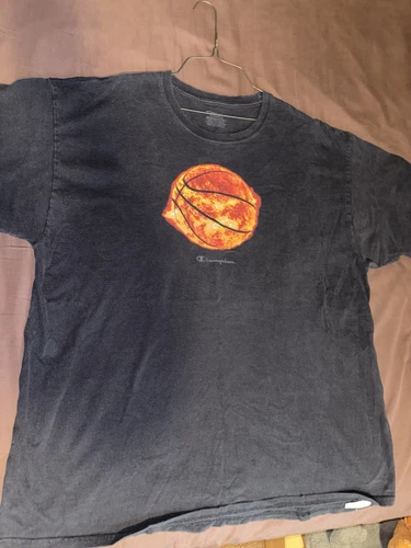 Champions 2XL Black Nba T Shirt Basketball In Embers Fire Y2K Style Oversized