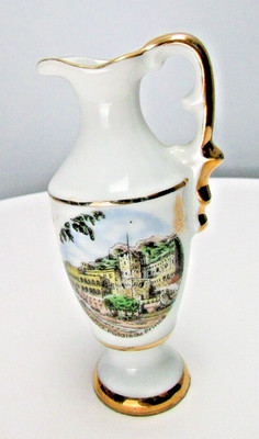 Limoges France Mini Pitcher Monaco Palais du Prince Gold 4in