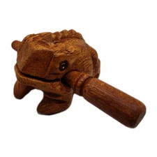 Lucky Frog Small 2" Wood Frog Guiro Rasp - Musical Percussion Instrument 