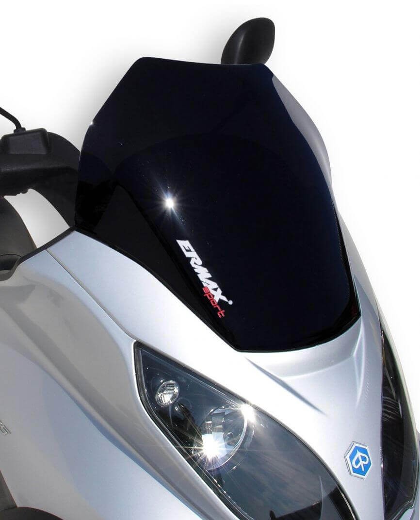 Bulle sport Ermax noire foncée pour scooter Piaggio MP3 125 250 400 de 2007 à 2012