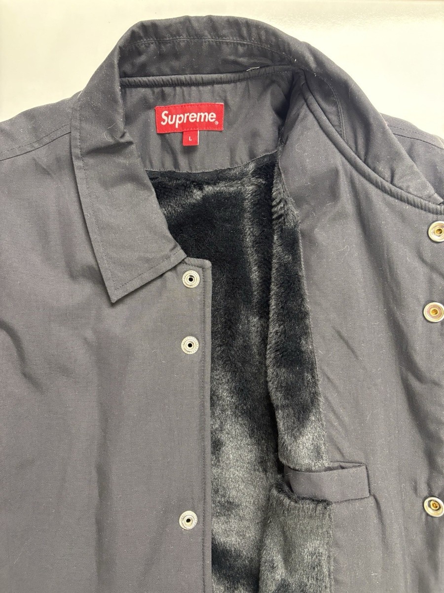 SUPREME 2013 Bruce Lee Coaches Jacket LARGE Faux Fur Lining Box