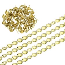 8 Pcs 11mm Gold Upholstery Nailhead Trim 8 Meters Glossy Tacks Strips