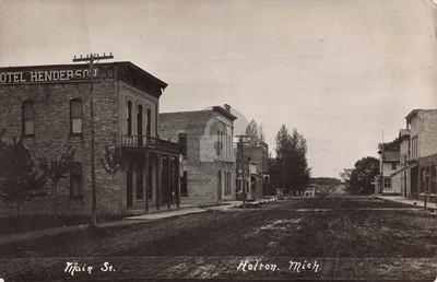 Street View Main St., Holton MI Michigan 1910 RPPC Photo Postcard COPY