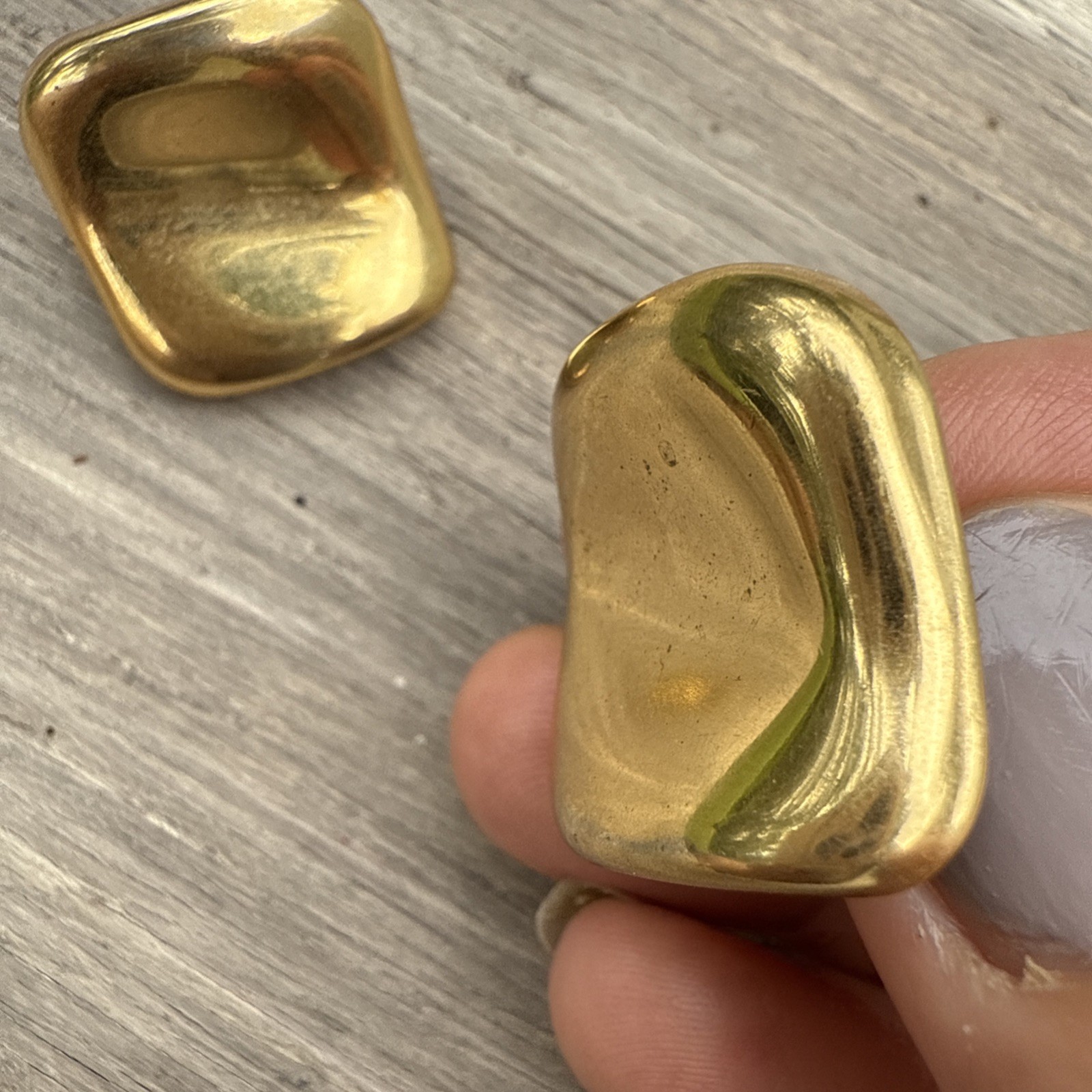 Gold, Modern Design Square Shape Stud Earrings - image 4