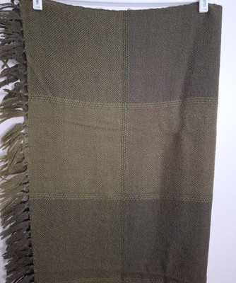 The Three Weavers Houston TX Handwoven 100% Virgin Wool Blanket Green Plaid