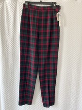 New PENDLETON Virgin Wool Lined Red Green Plaid Pants Womens Sz 8