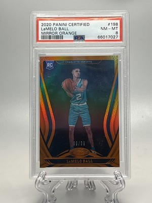 2020-21 Panini Certified LaMelo Ball RC #198 Mirror Orange 89/99 PSA 8 Hornets