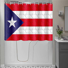Short Shower Curtain 48 Inch Length, Funny Puzzle Pattern Waterproof Bathroom...