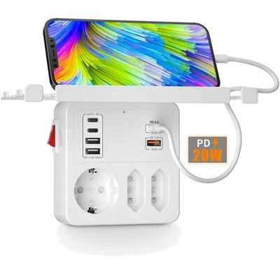 Steckdosenleiste Mehrfachsteckdose USB Schalter Ladegerät