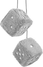 Fuzzy Dice For Car Mirror Pair Of Retro 2.75 Rear View Grey