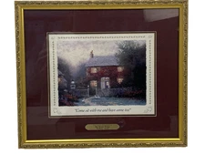 Thomas Kinkade PYE CORNER COTTAGE Framed Wall Art Accent Prints 1999 CoA 14x12in