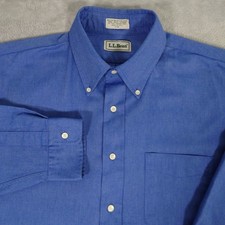 Vintage LL Bean Oxford Shirt Mens 17 36 Made In USA Indigo Blue Single Needle